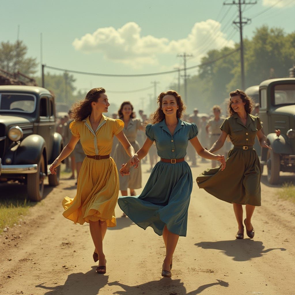 1940s Dance Near Front Lines, Rockwell Style