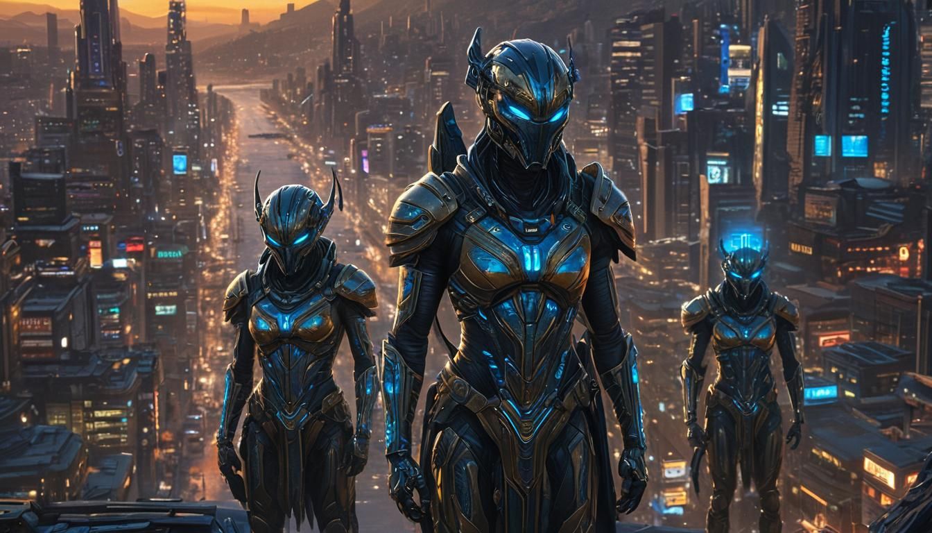 Zas Aita Tribe in Futuristic Metallic Cityscape