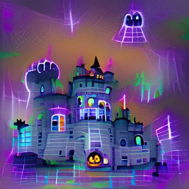 Spooky Disco Castle: A Surreal Transformation