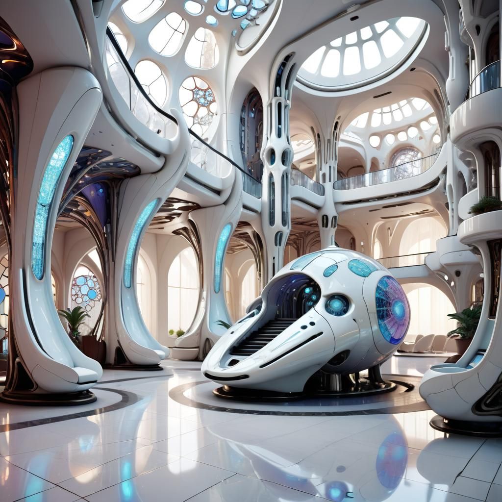 Futuristic Hotel Lobby in Sci-Fi Style