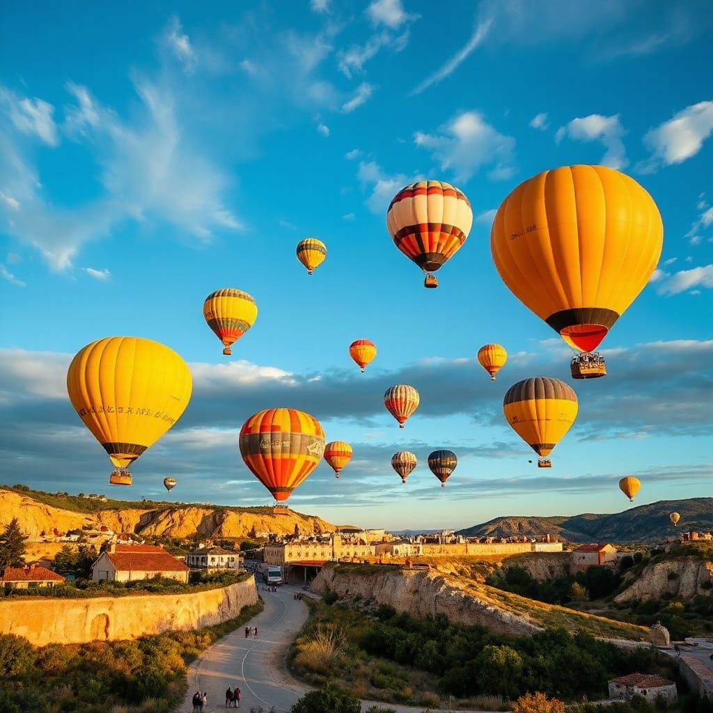 Hot Air Balloons Soar Over Costa Brava, in Surrealist Style