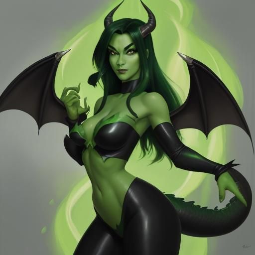 Shego as Dragon: An Oil Painting Transformation