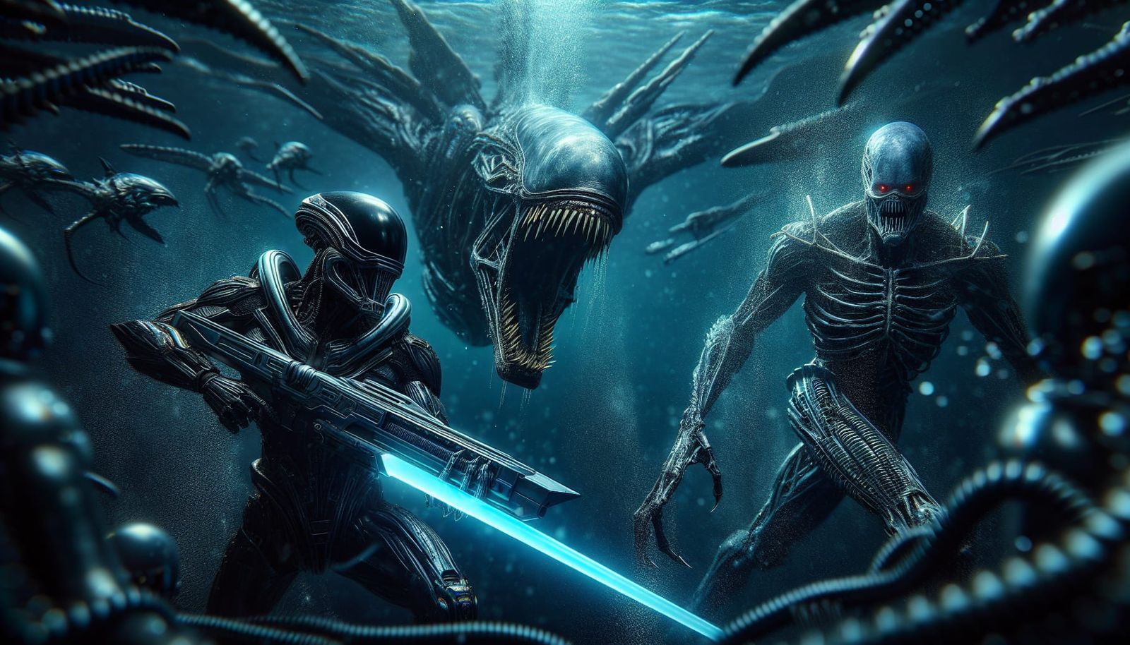 Darth Vader and Terminator Scuba Diving, Sci-Fi Mashup