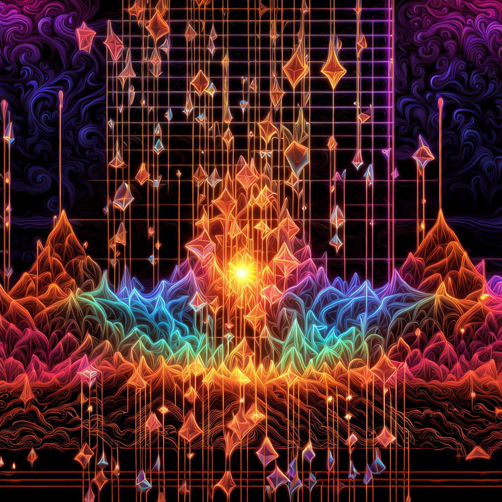 Neon Crystals Growing to Music: Psychedelic Art