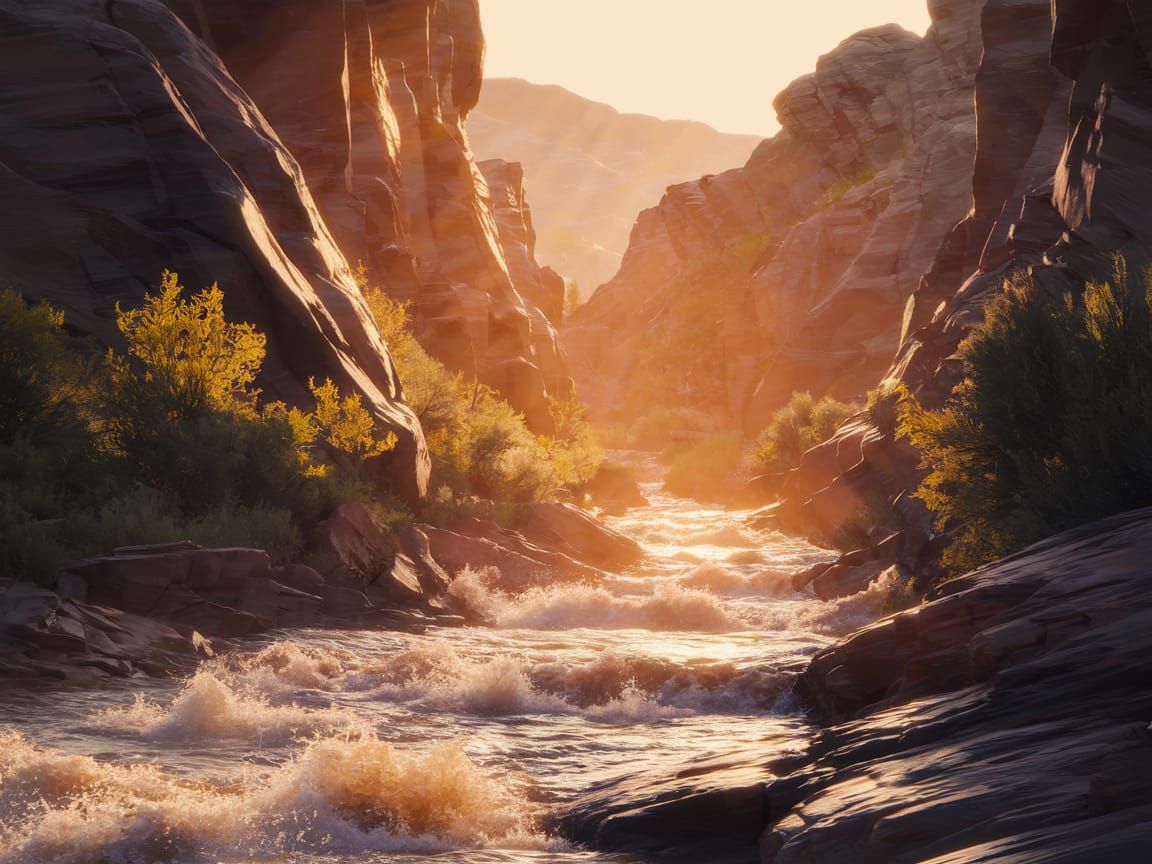 Wild River Flowing Through a Deep Canyon