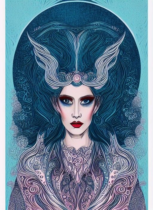 Goddess of Wind: Linocut Screen Print Portrait