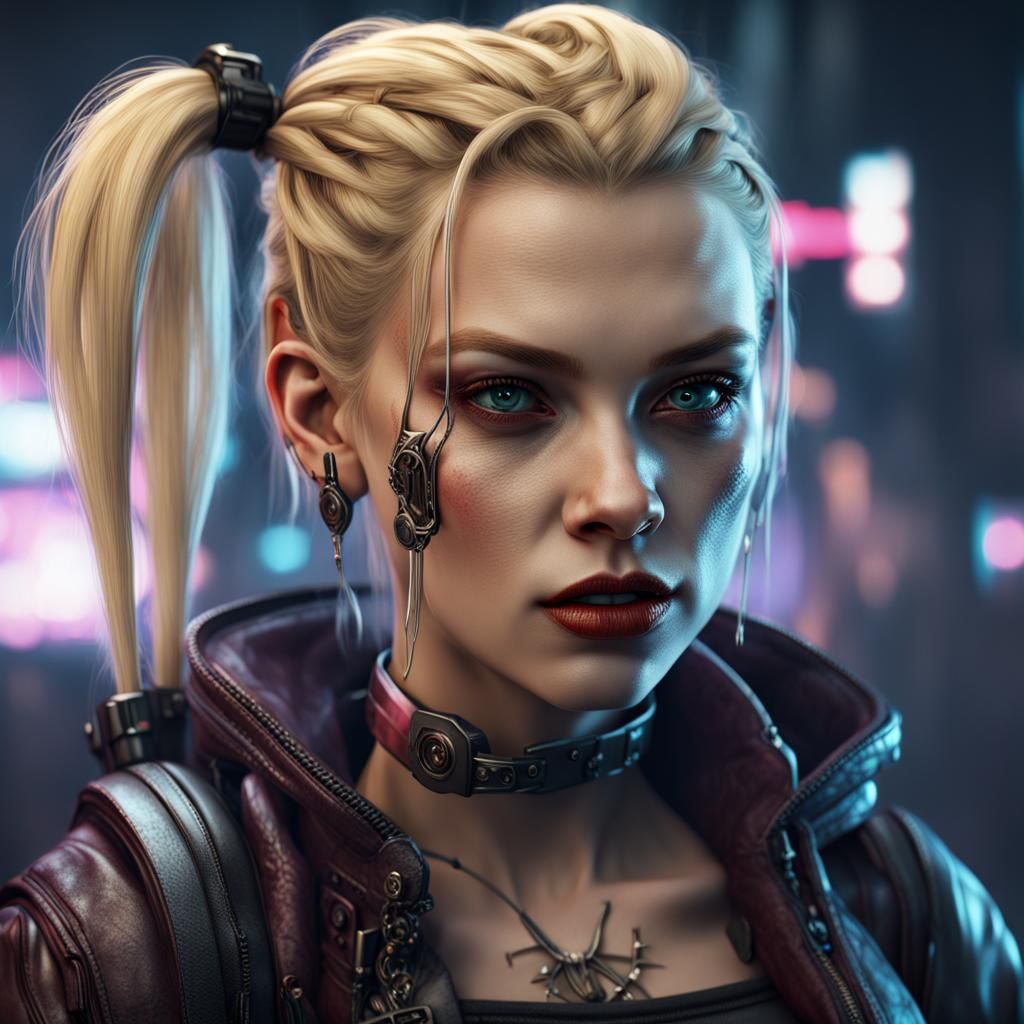 Cyberpunk Vampire Portrait in Detailed Matte Painting