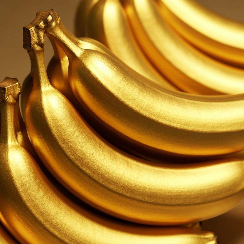 Golden Bananas: Digital Art with Metallic Sheen