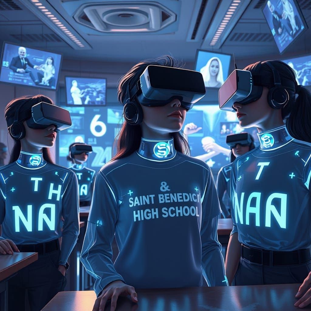 AI-Generated Futuristic Classroom with VR Students