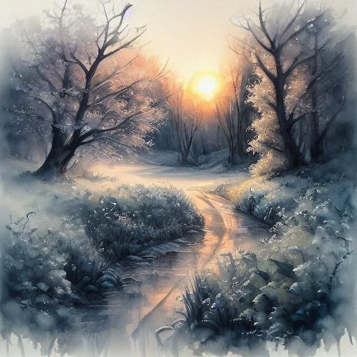 Winter Landscape Sketch in Synthwave Colors