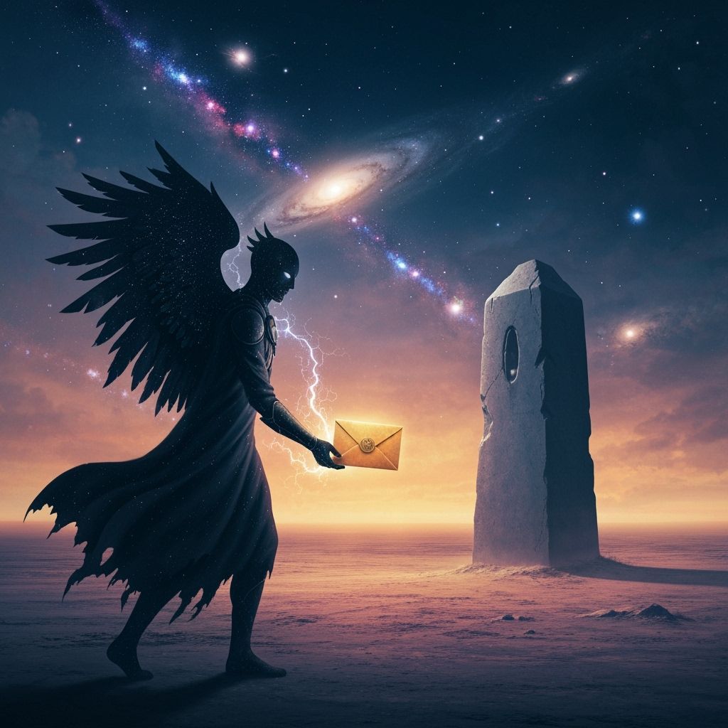 Ethereal Messenger Delivers Cosmic Envelope to Alien Monolit...