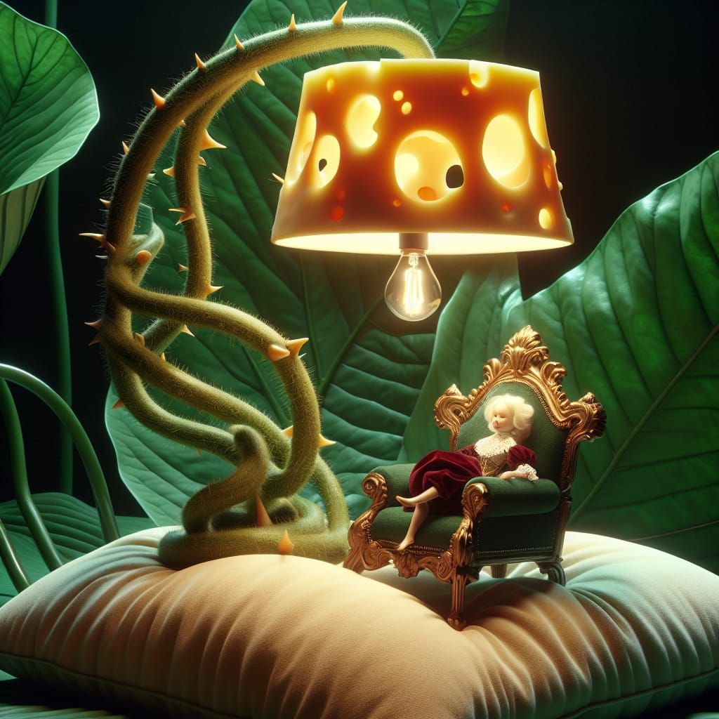 Surreal Cheese Lamp Illuminates Regal Puppet