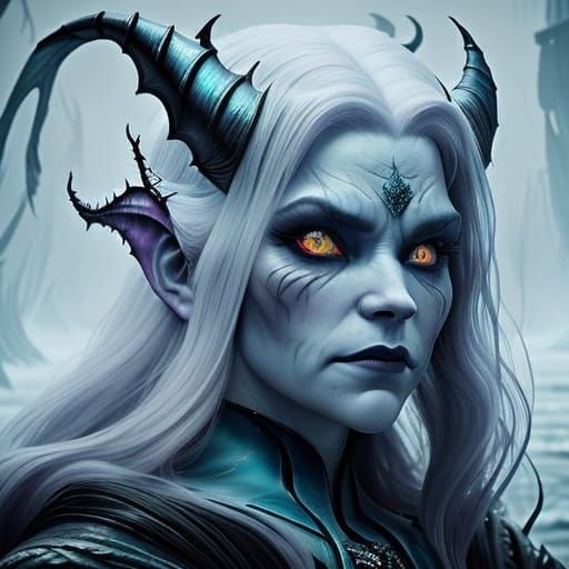 Elsa as Yuki Onna: A Dark Fantasy Portrait