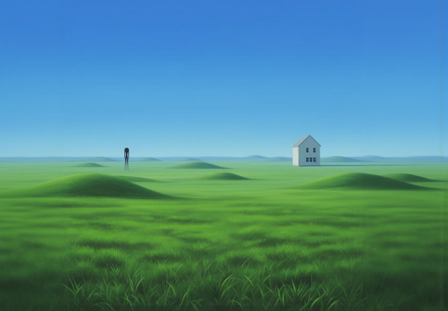 Surreal Dystopian Landscape with Lanky Figure in Digital Pai...