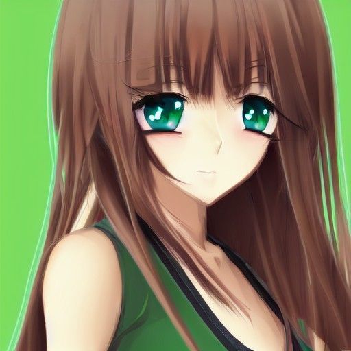 Anime Girl with Green Eyes in 8k Resolution