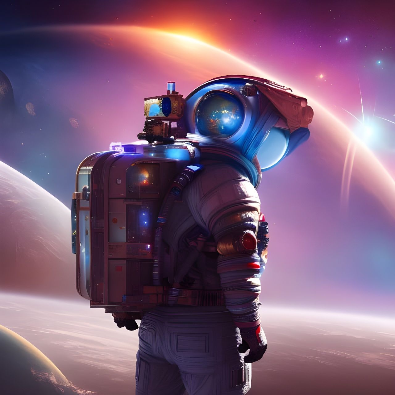 Cosmic Astronaut in Watercolor Storybook Style