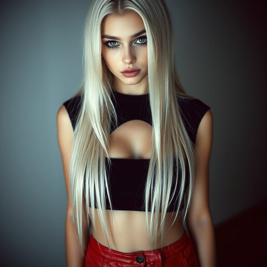 Glamour Model with Androgynous Features, High Fashion Style