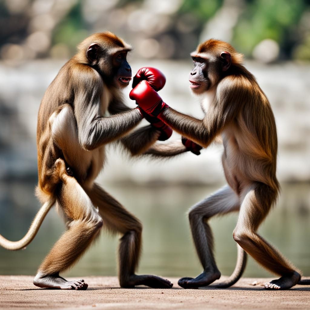 Boxing Match Between Two Monkeys