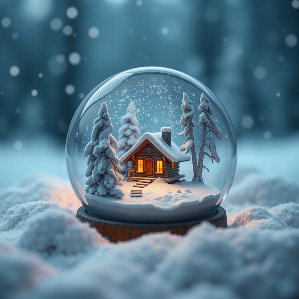 Snow Globe Miniature World: Winter Fantasy Art