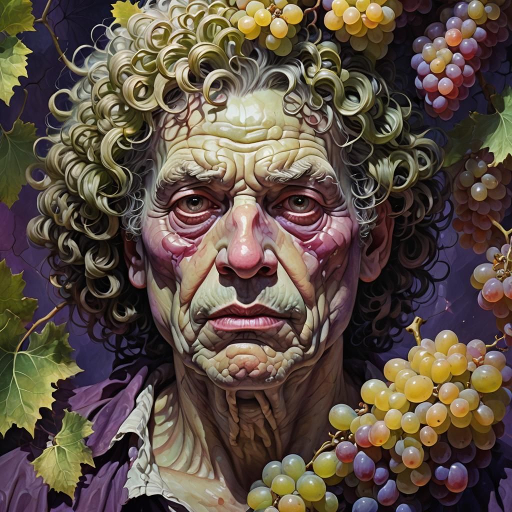 Surreal Portrait of a Man with Grape Eye