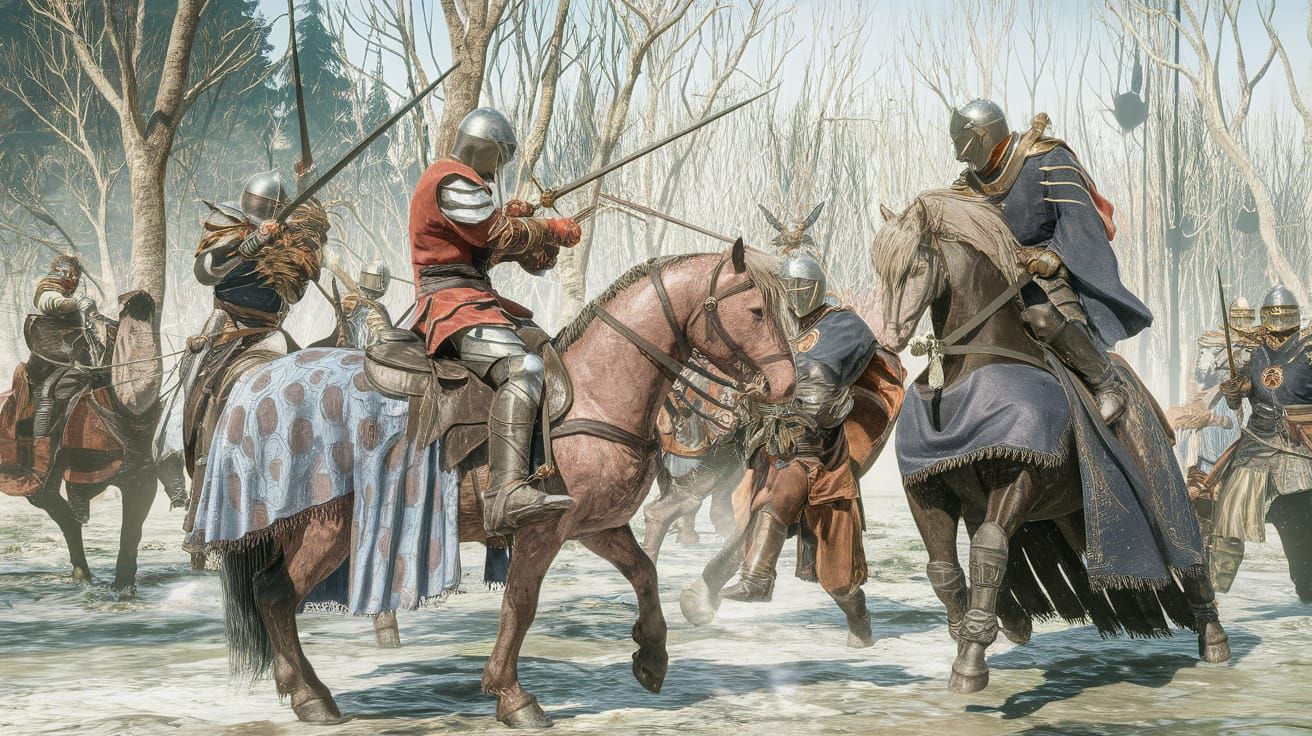 Epic Fantasy Knights Clash in Photorealistic Battle