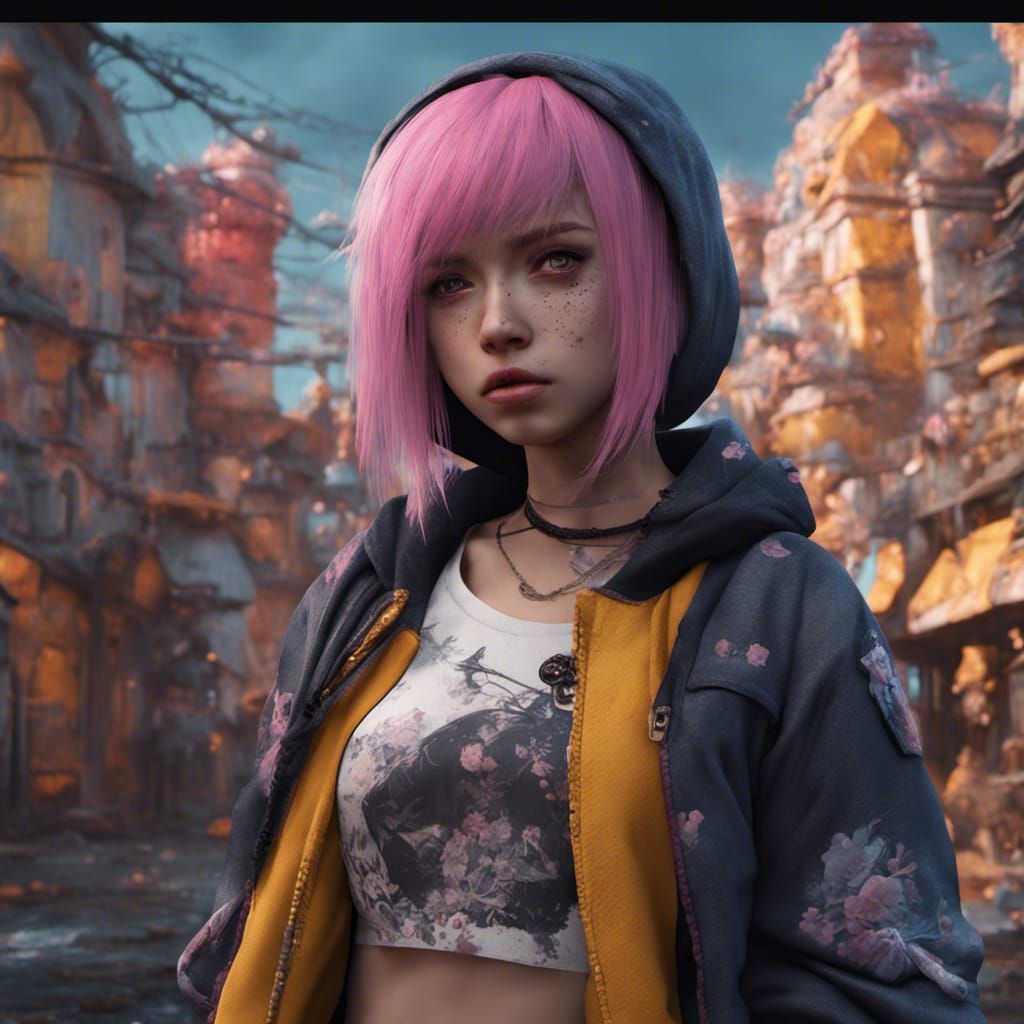 Detailed Matte Painting of an Emo Girl
