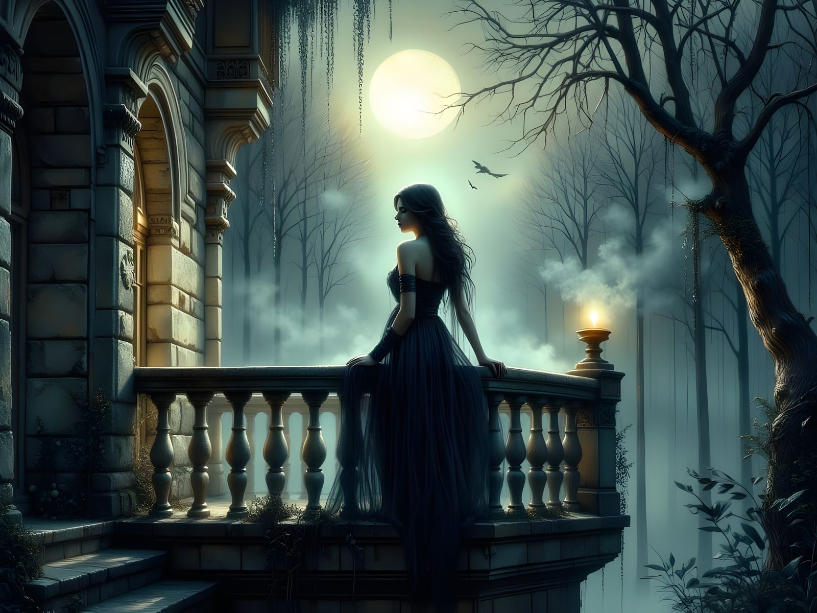 Norse Goddess Portrait in Romantic Goth Style