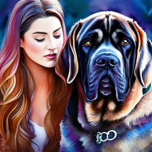 Paladin and Mastiff: Dark Fantasy Watercolor