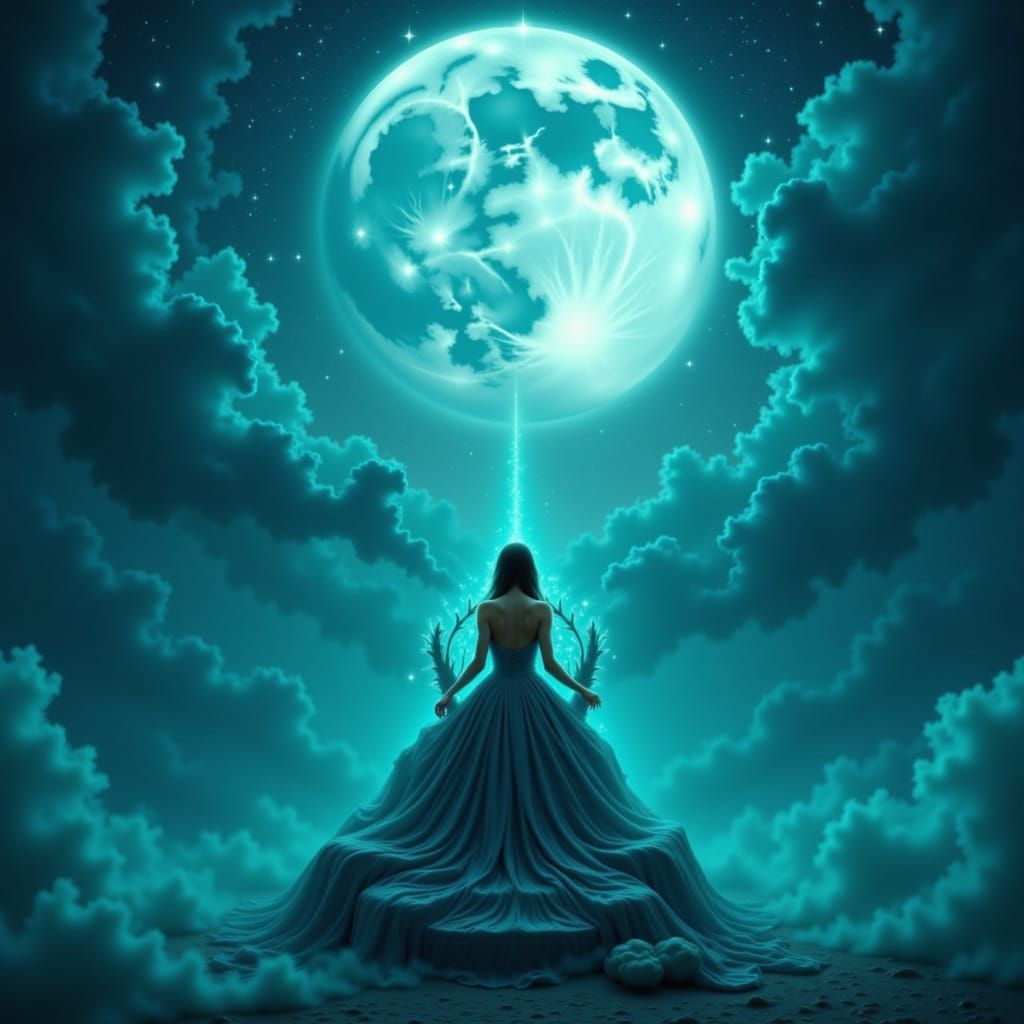 Goddess of Night on Turquoise Star Throne