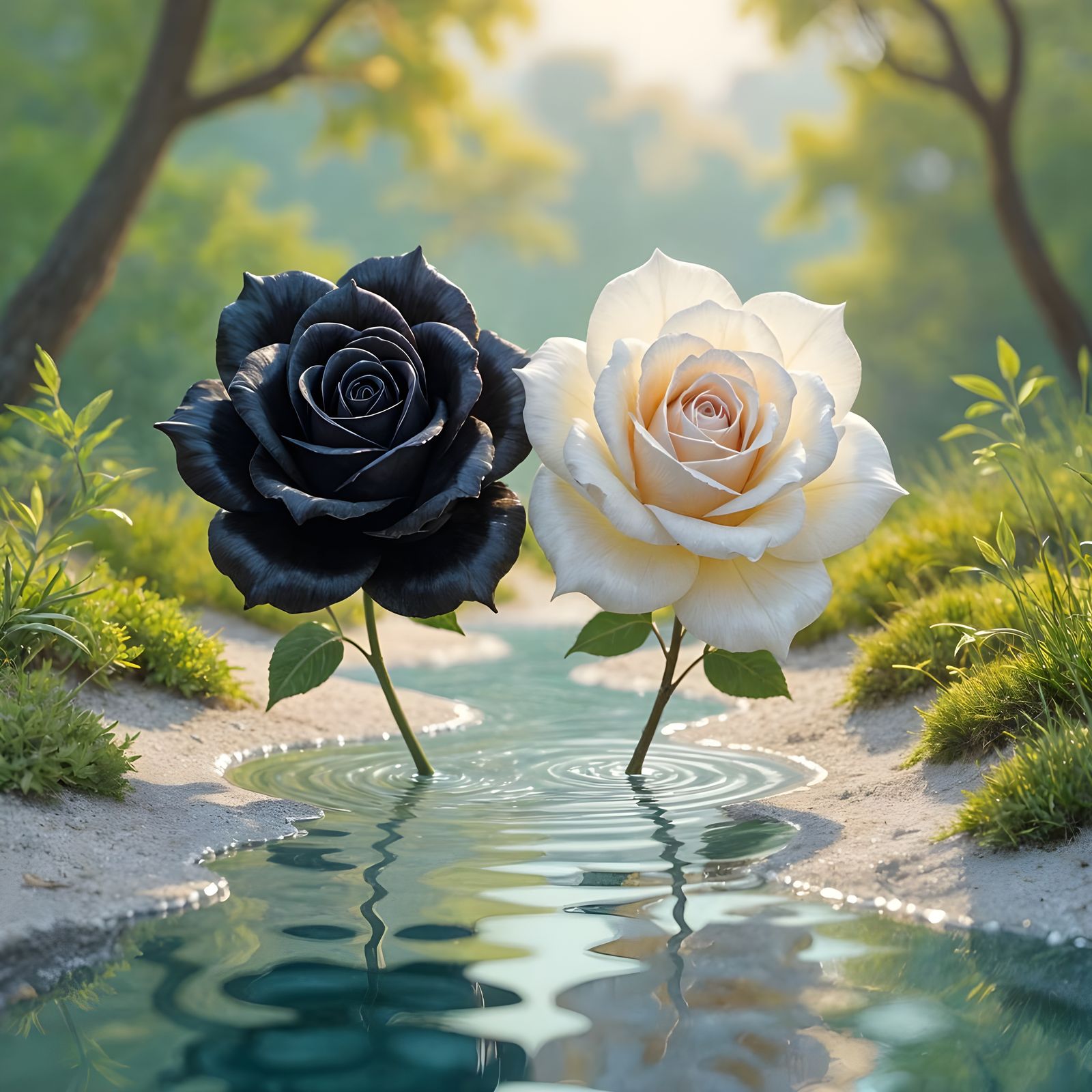 Glass Roses Collision: An Impressionist Gouache Painting