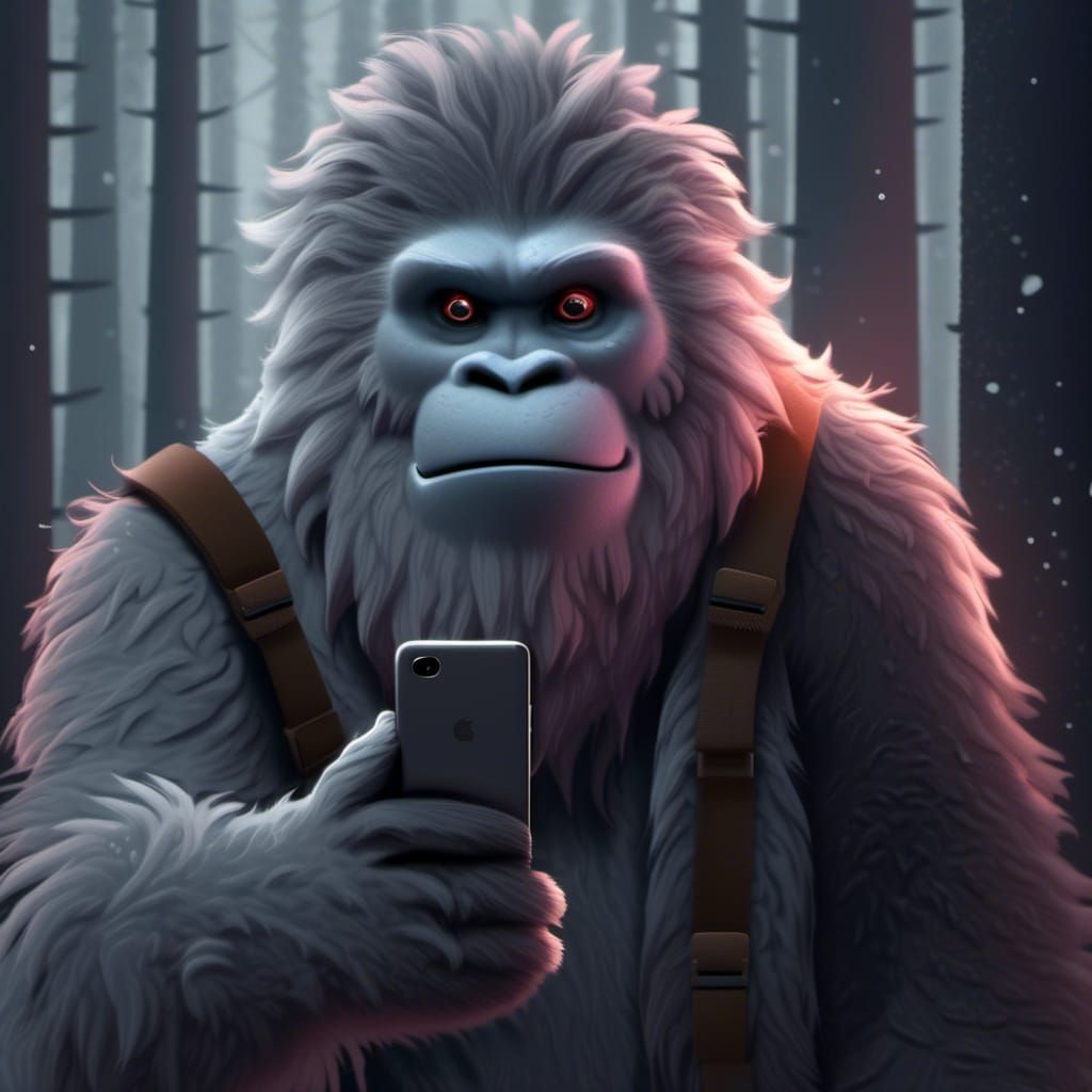 Riuk and Yeti Selfie Portrait in Gloomy Style