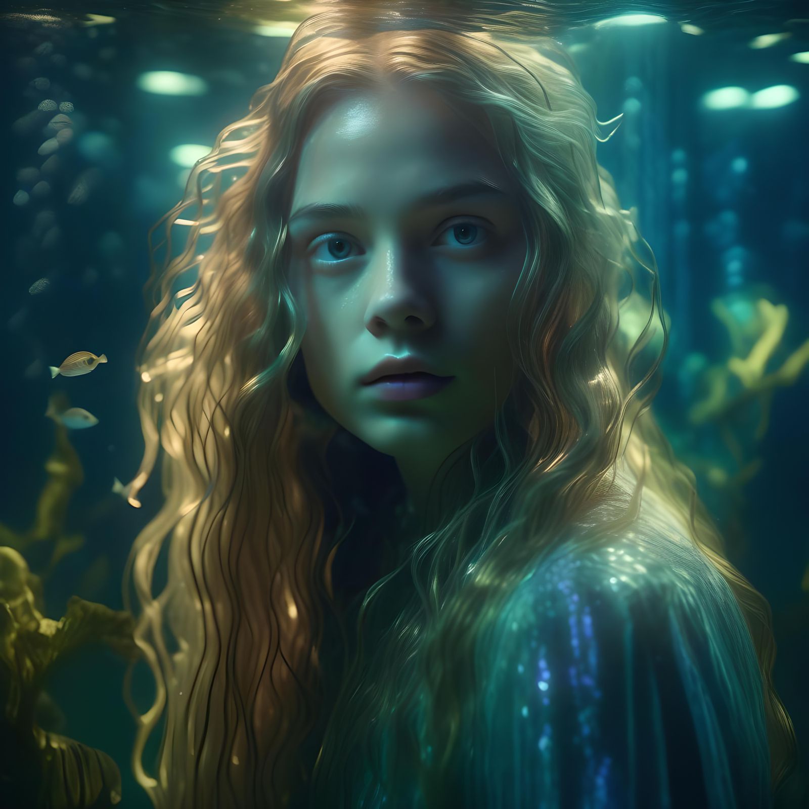 Ethereal Portrait of a Woman with Underwater Lighting