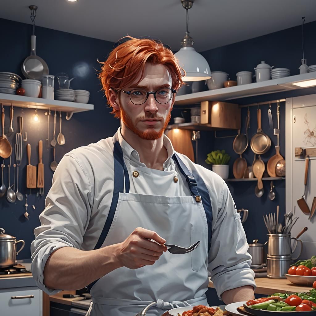 Mysterious Red-Haired Man: Detailed 3D Anime Art