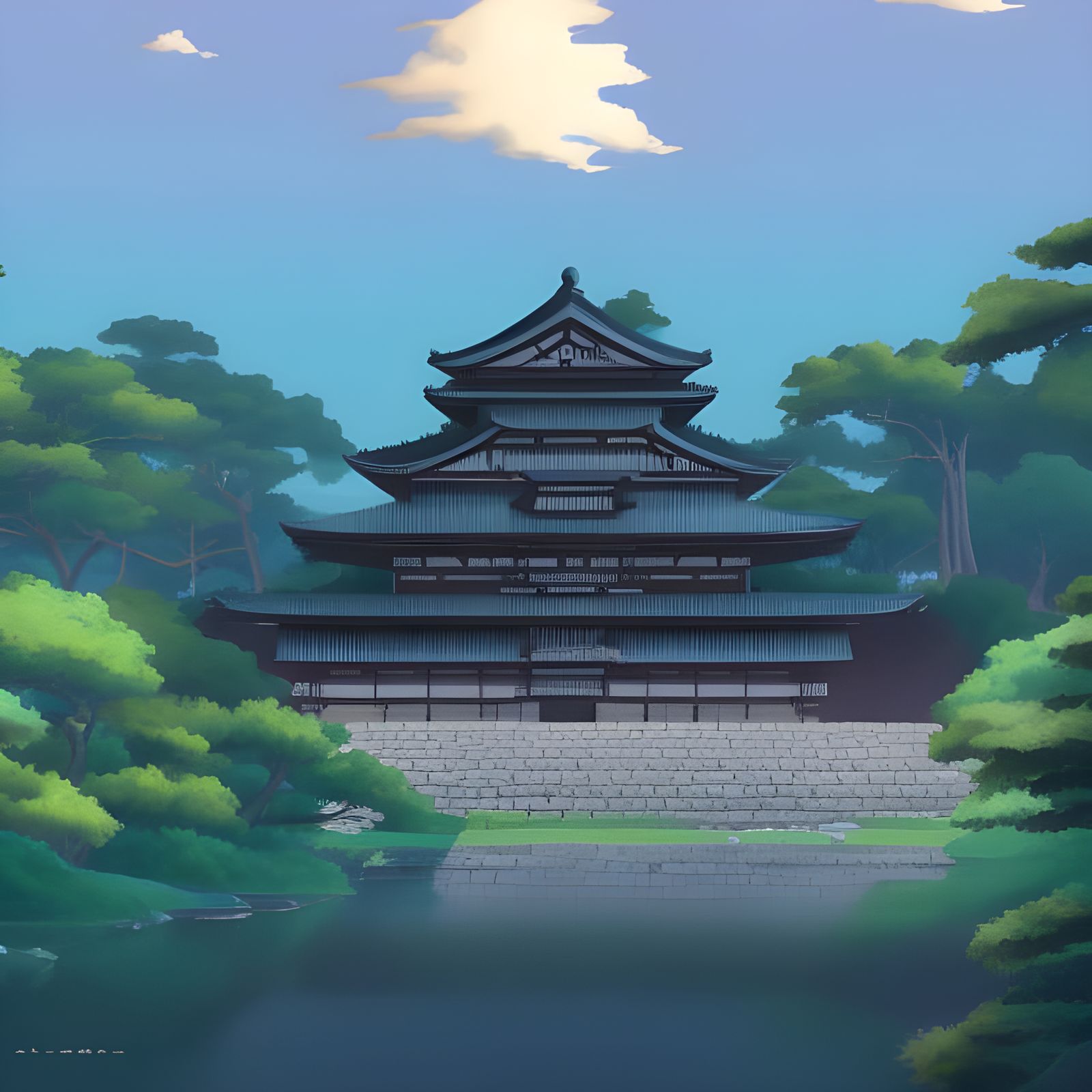 Edo Castle Fortress: Studio Ghibli Anime Visual