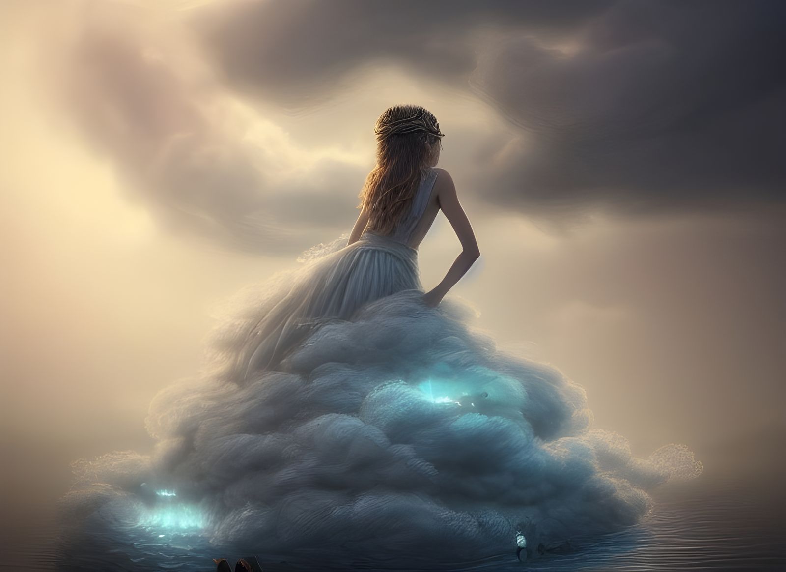 Queen in Cloud Dress, Walking on Water