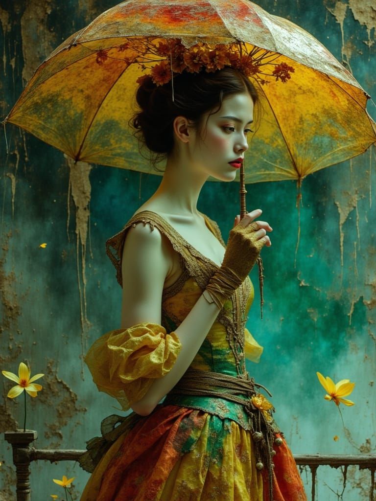 Victorian Lady Watching Regulators, Art Nouveau Style