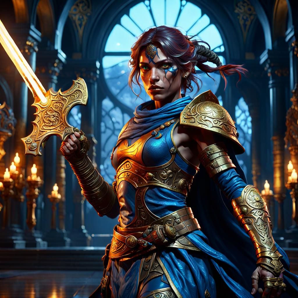 Female Fighter in Dark Fantasy Style