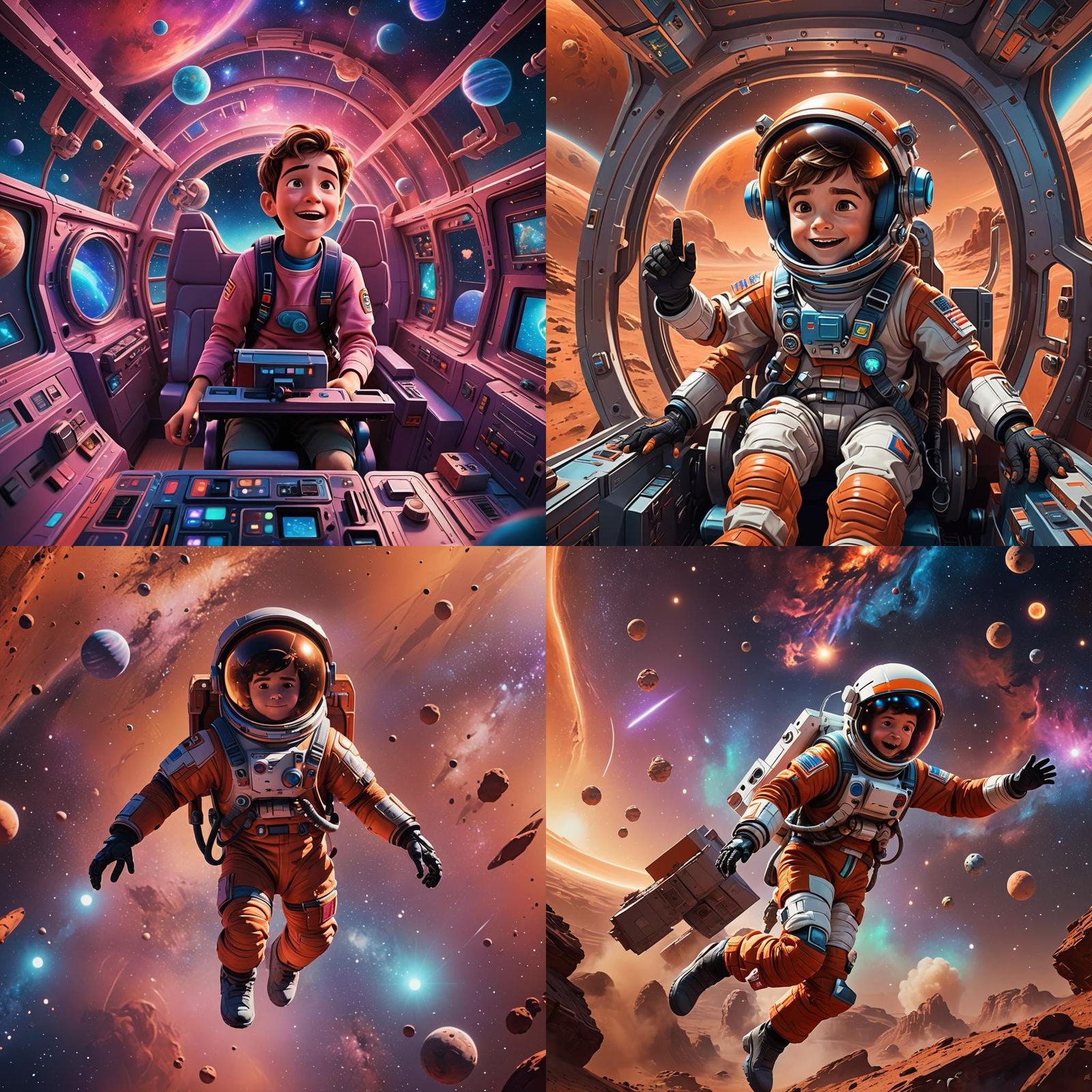 Boy's Journey to Mars: 3D Digital Art