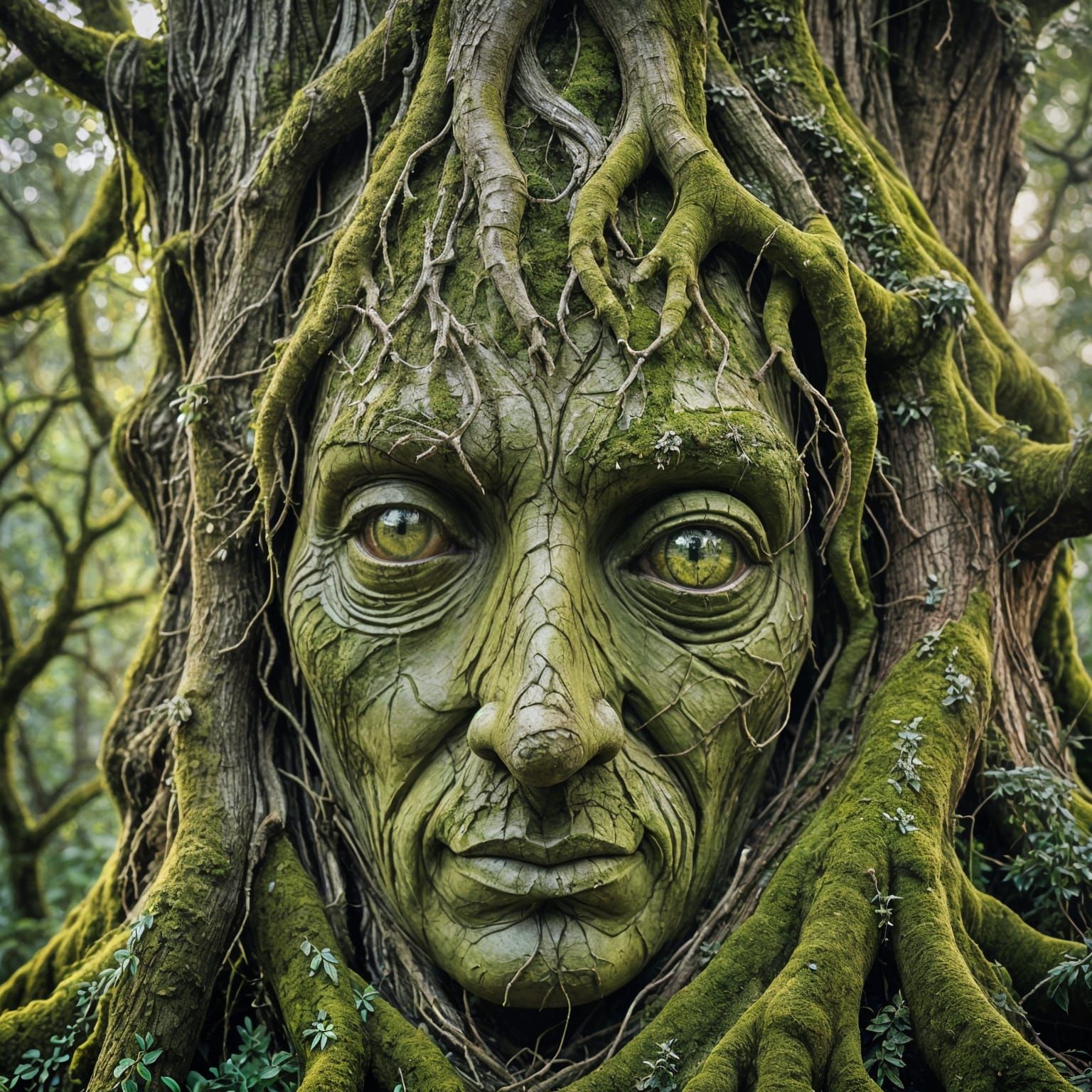 Majestic Human-Shaped Tree in Early Morning Light