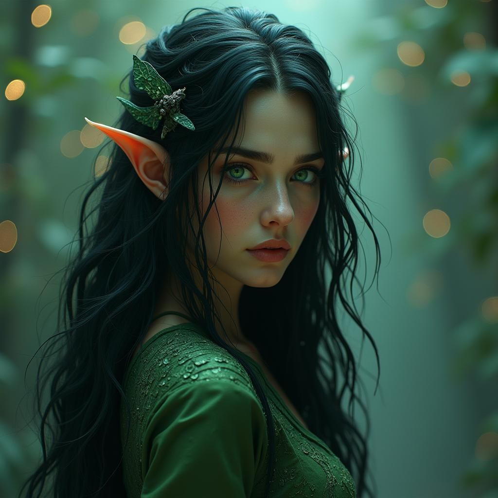 Fantasy Half-Elf Fairy Portrait in Digital Painting Style