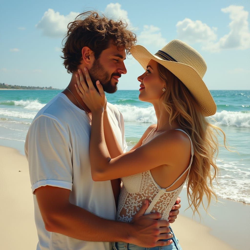 Romantic Beach Encounter Inspired by Fragonard