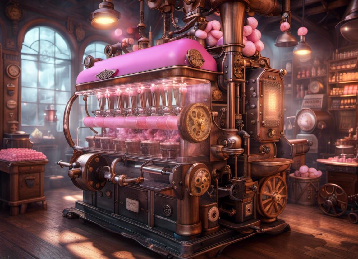 Steampunk Candy Shop with Working Piston Machine
