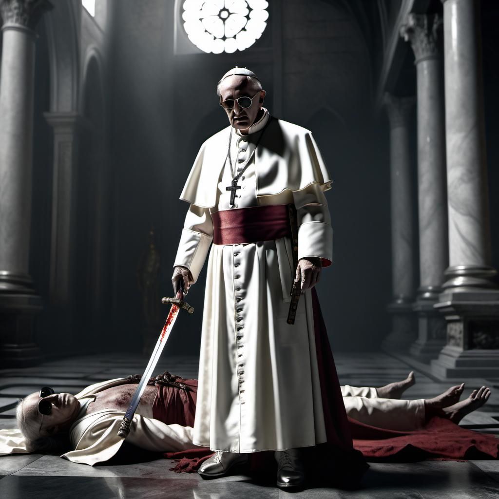 Unholy Pope with Katana in Precisionist Style