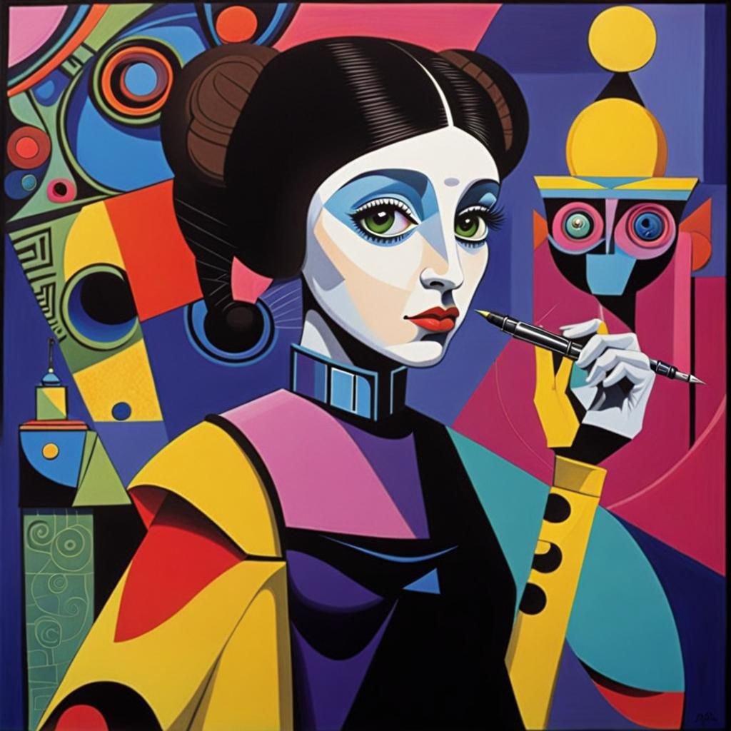 Princess Leia in Cubist Style of Picasso