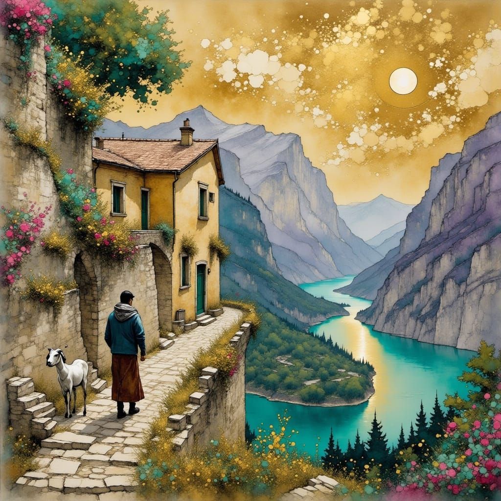 Enchanted Mountain Retreat by Matisse and Gauguin