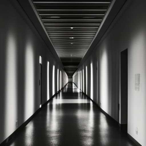 Eerie Long Corridor in Professional Photography Style