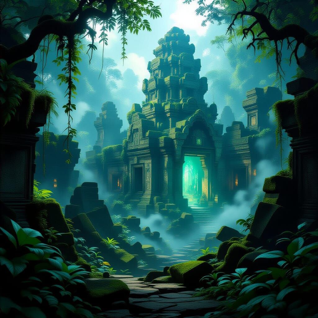 Ancient Jungle City Glowing with Ethereal Light