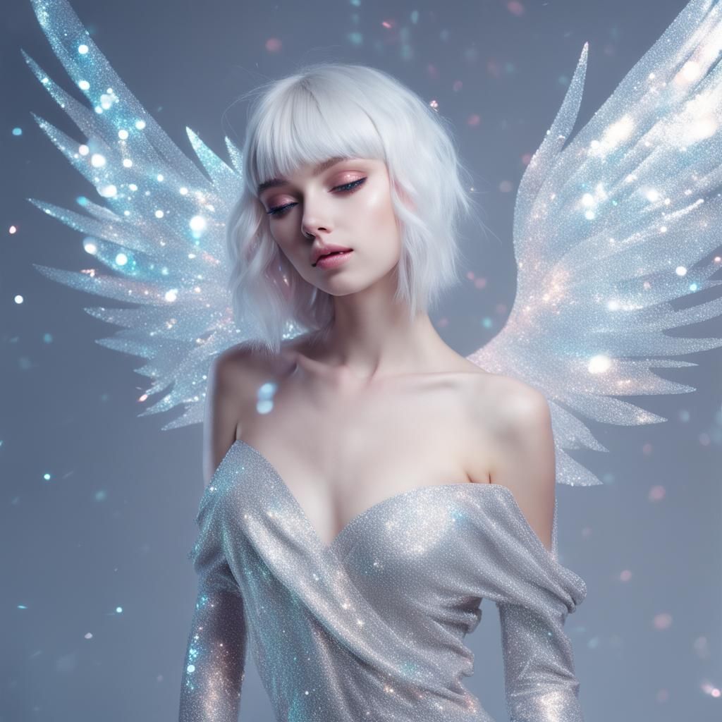 Glittercore Angel: A Beautiful Woman in White
