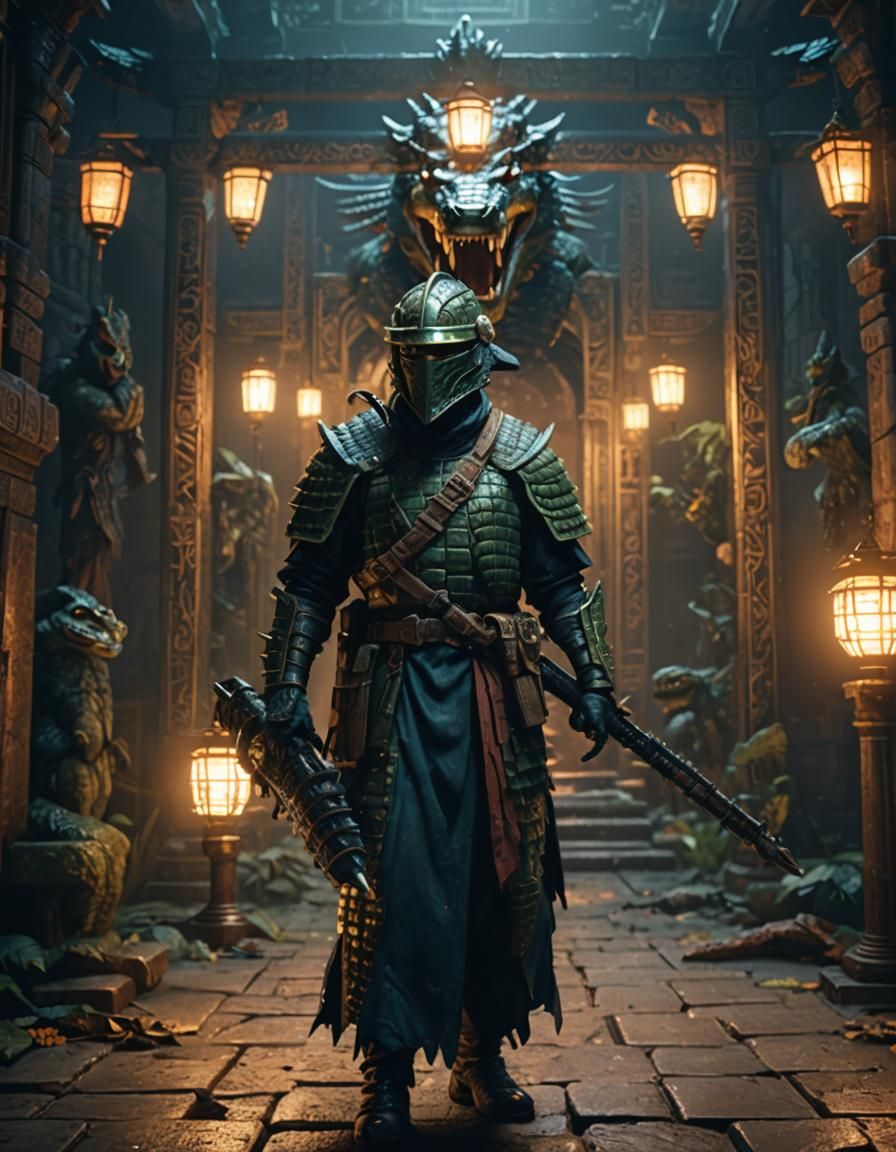 Crocodile Soldier Guardian in Dark Temple