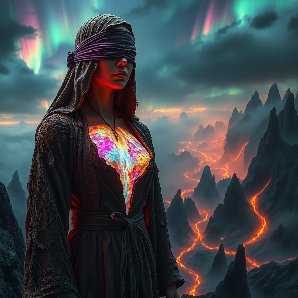 Ethereal Goddess Commands Haunting Landscape